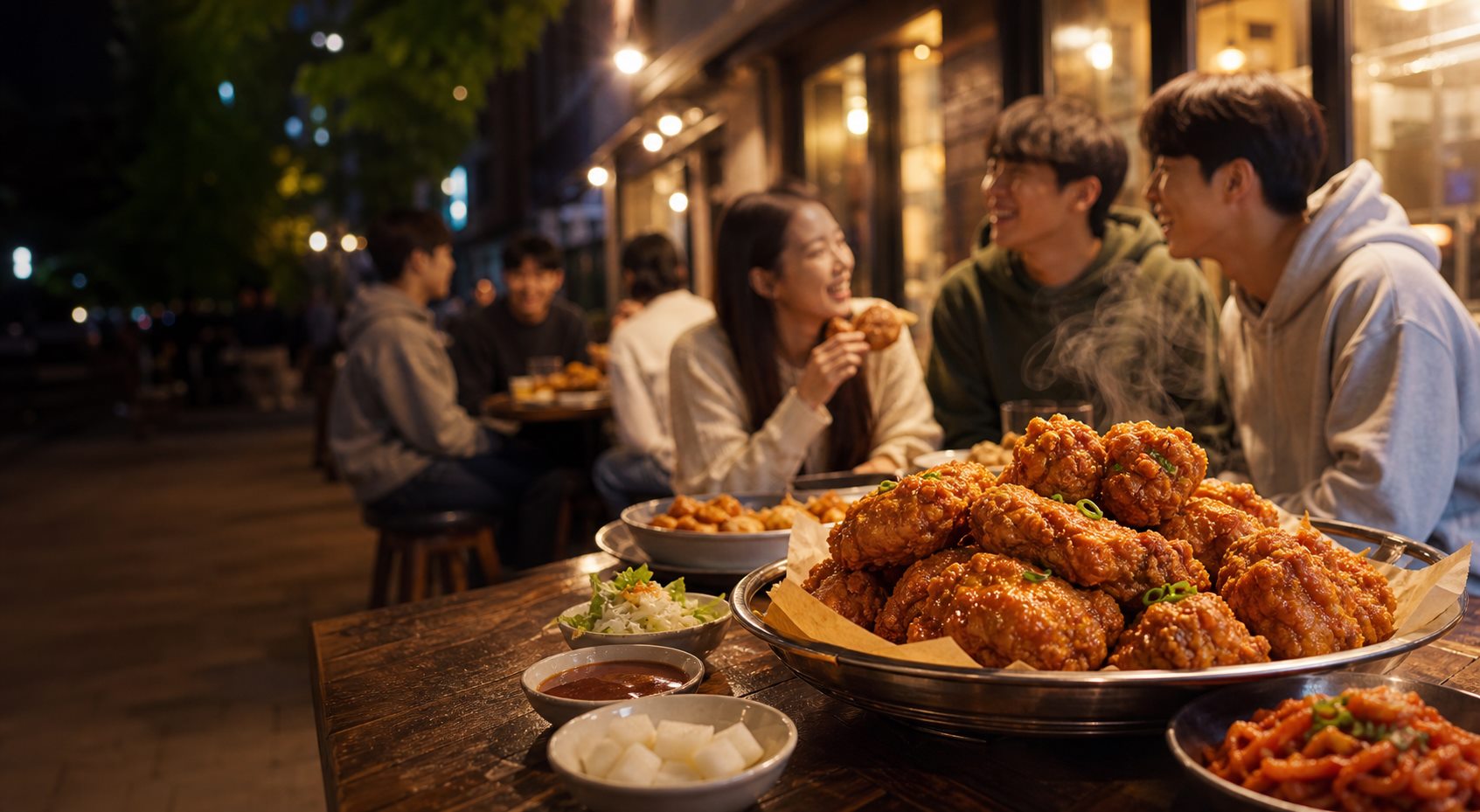대학가 치킨 펍 분위기의 모쿠모쿠 히어로 이미지